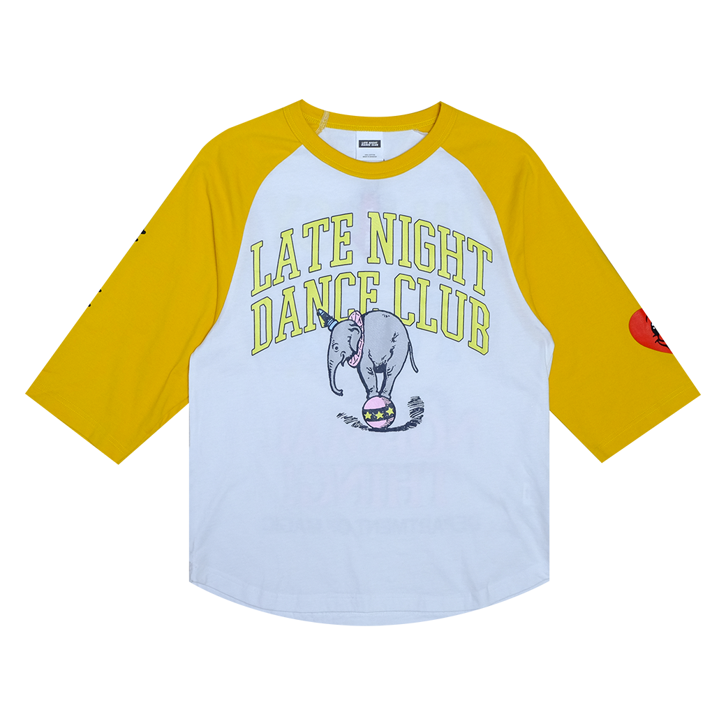 LATE NIGHT DANCE CLUB INTER RAGLAN T-SHIRT WHITE/YELLOW