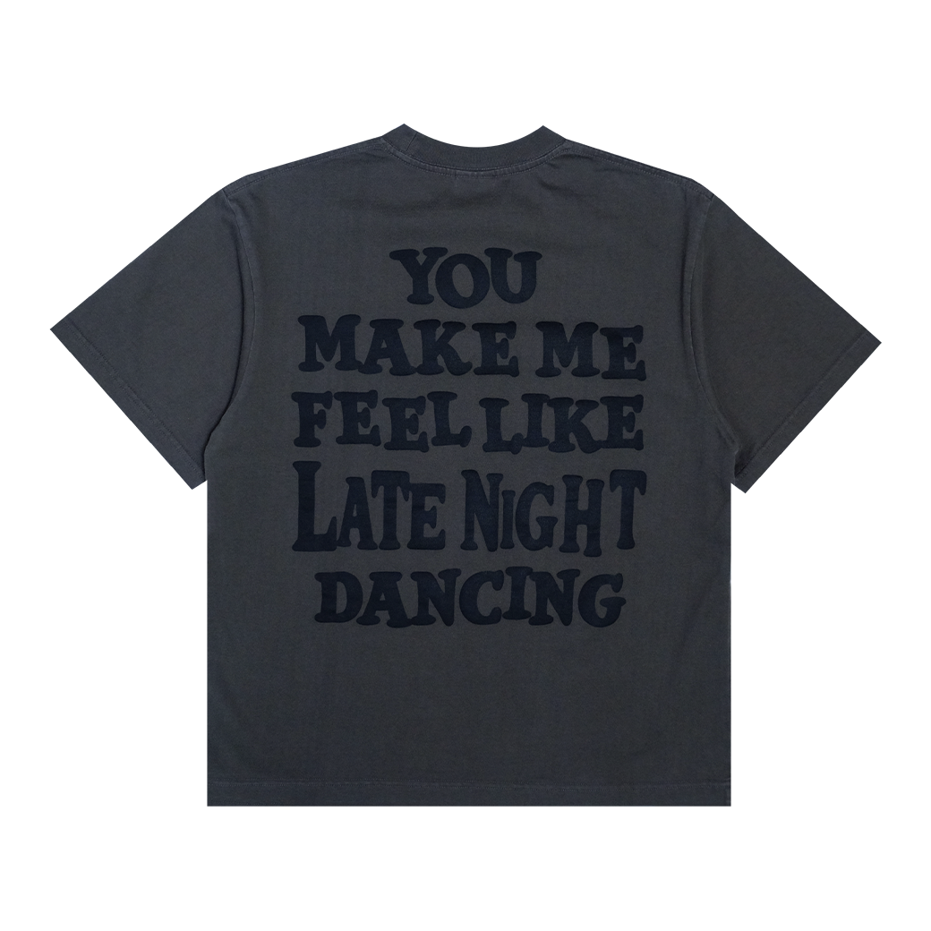 LATE NIGHT DANCE CLUB HAPPY FACE T-SHIRT GREY