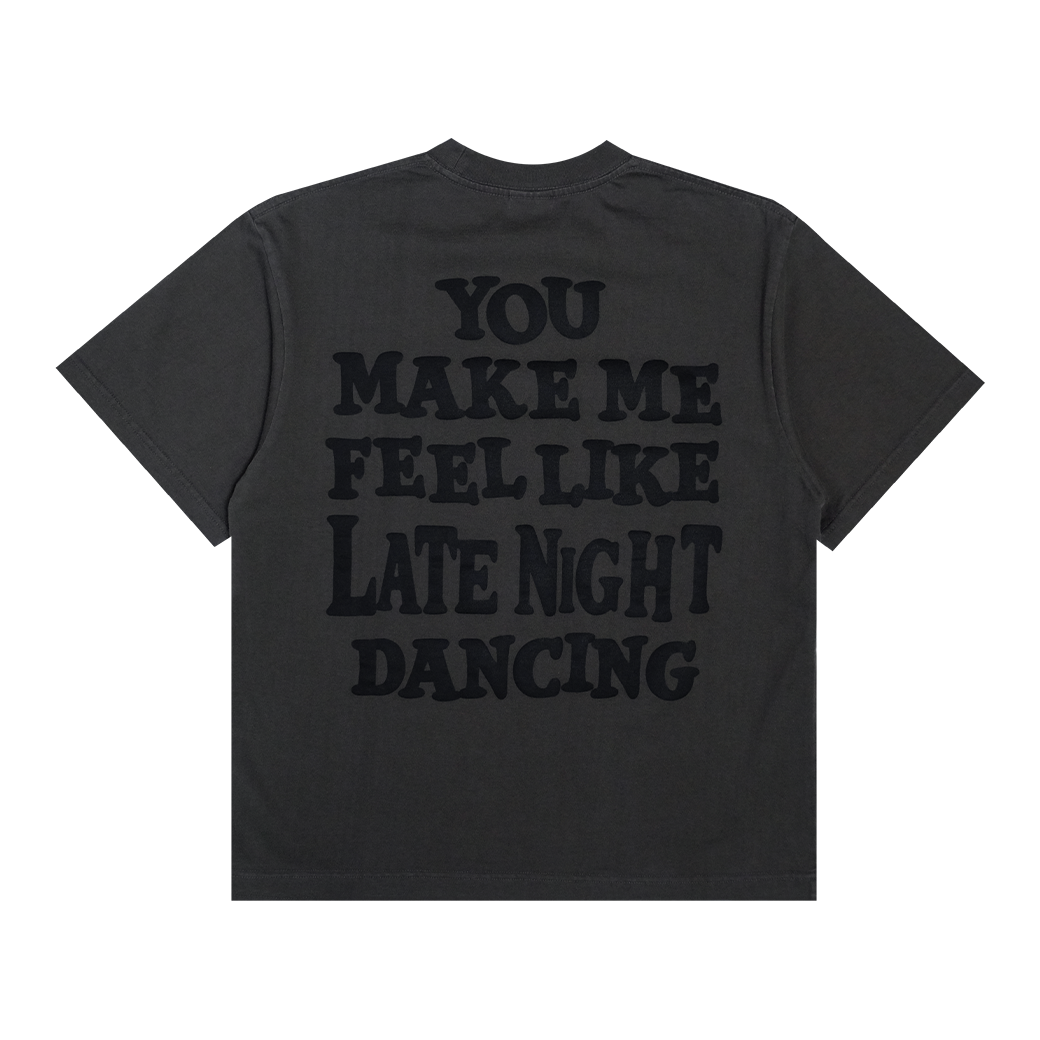 LATE NIGHT DANCE CLUB HAPPY FACE T-SHIRT GREY