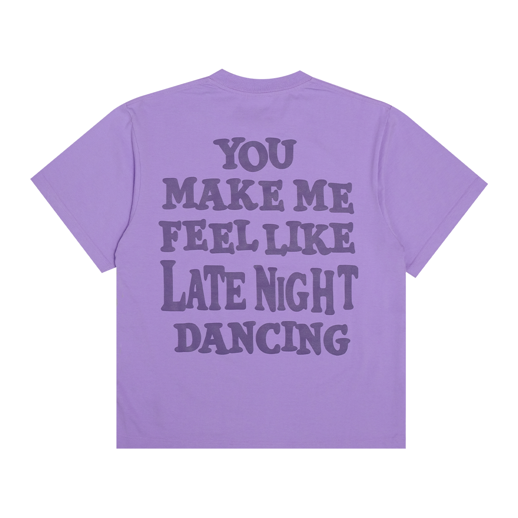 LATE NIGHT DANCE CLUB HAPPY FACE T-SHIRT PURPLE