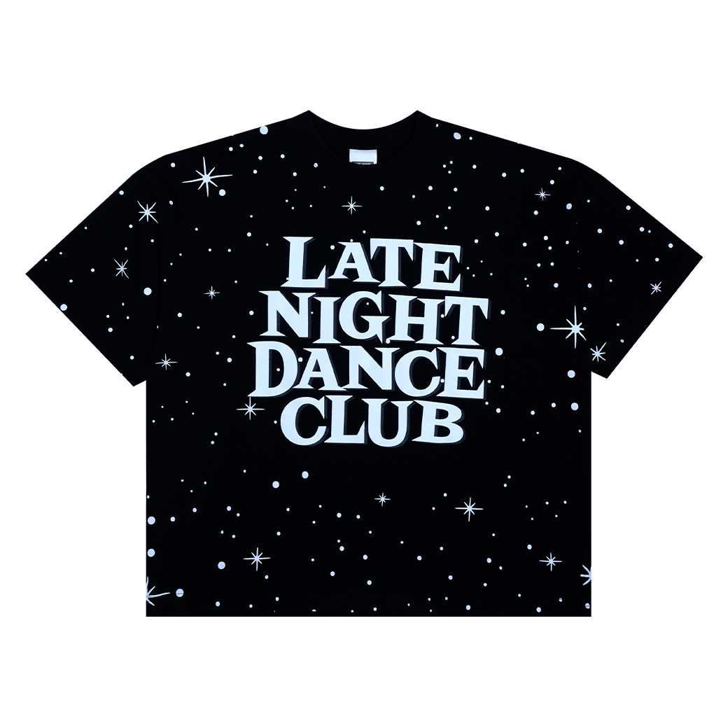 LATE NIGHT DANCE CLUB MAGICAL STARS CLUB BOXY T-SHIRT BLACK