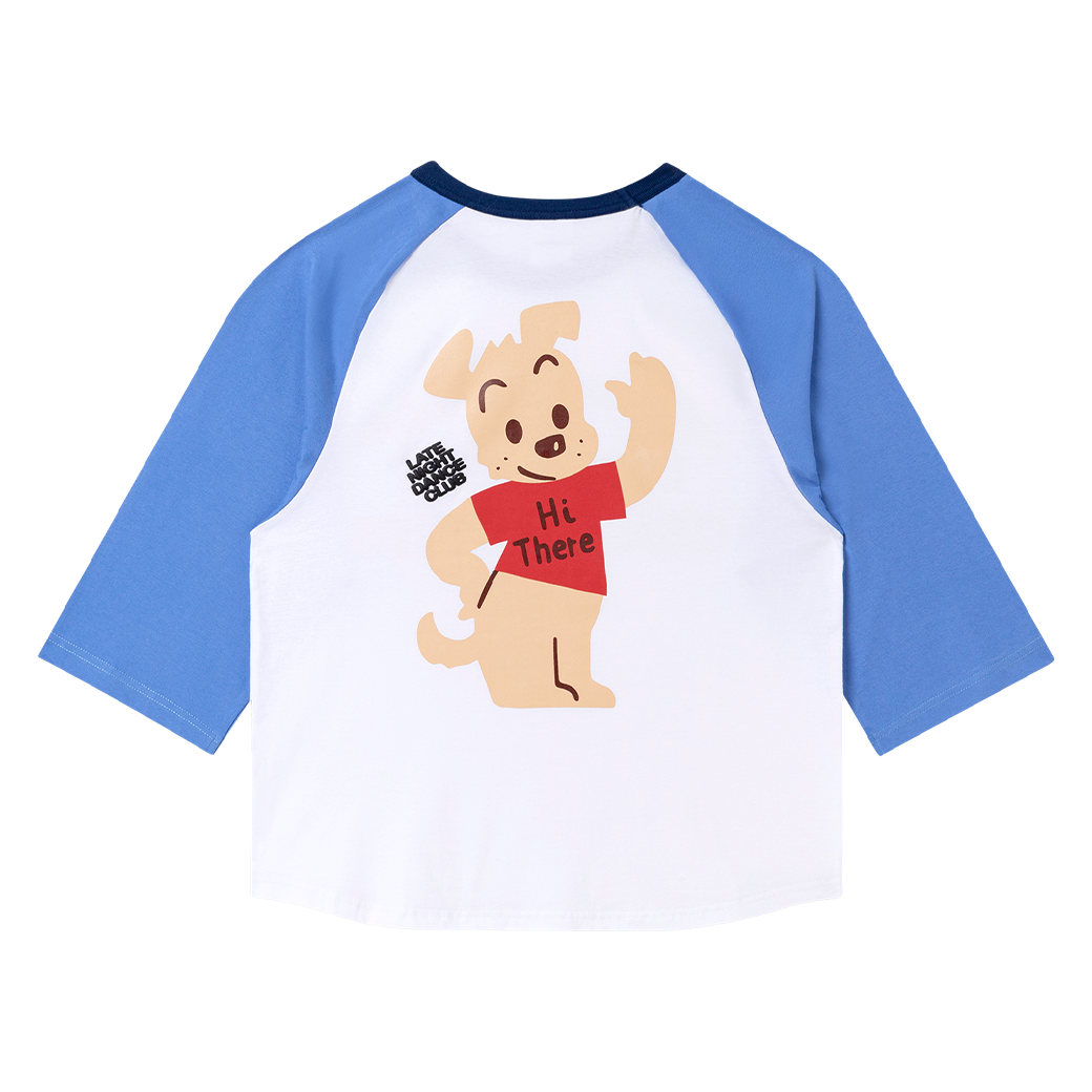 LATE NIGHT DANCE CLUB OSAMU GOODS RAGLAN T-SHIRT WHITE/BLUE