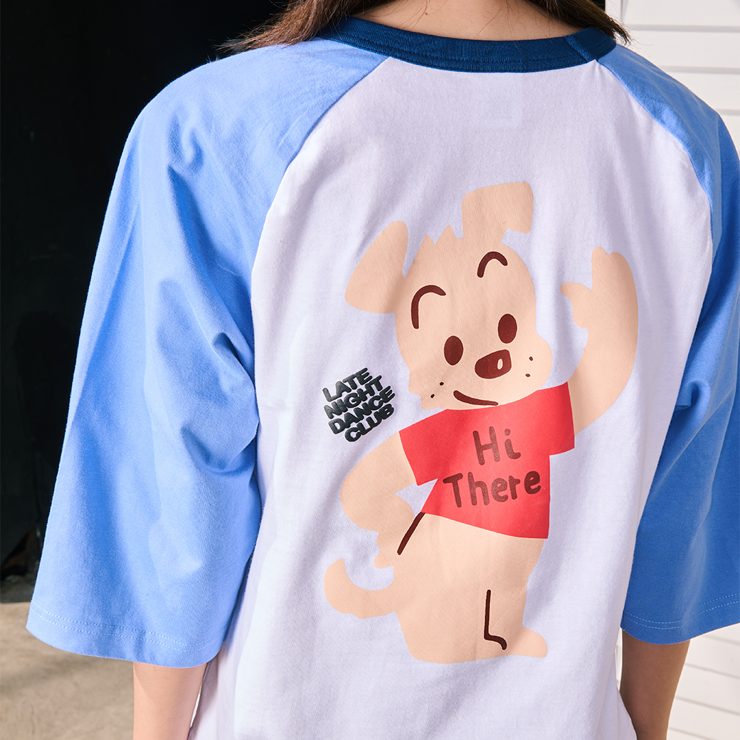 LATE NIGHT DANCE CLUB OSAMU GOODS RAGLAN T-SHIRT WHITE/BLUE
