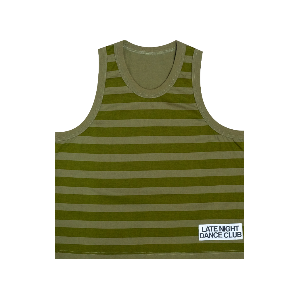 LATE NIGHT DANCE CLUB PLAY STRIPE TANK TOP OLIVE