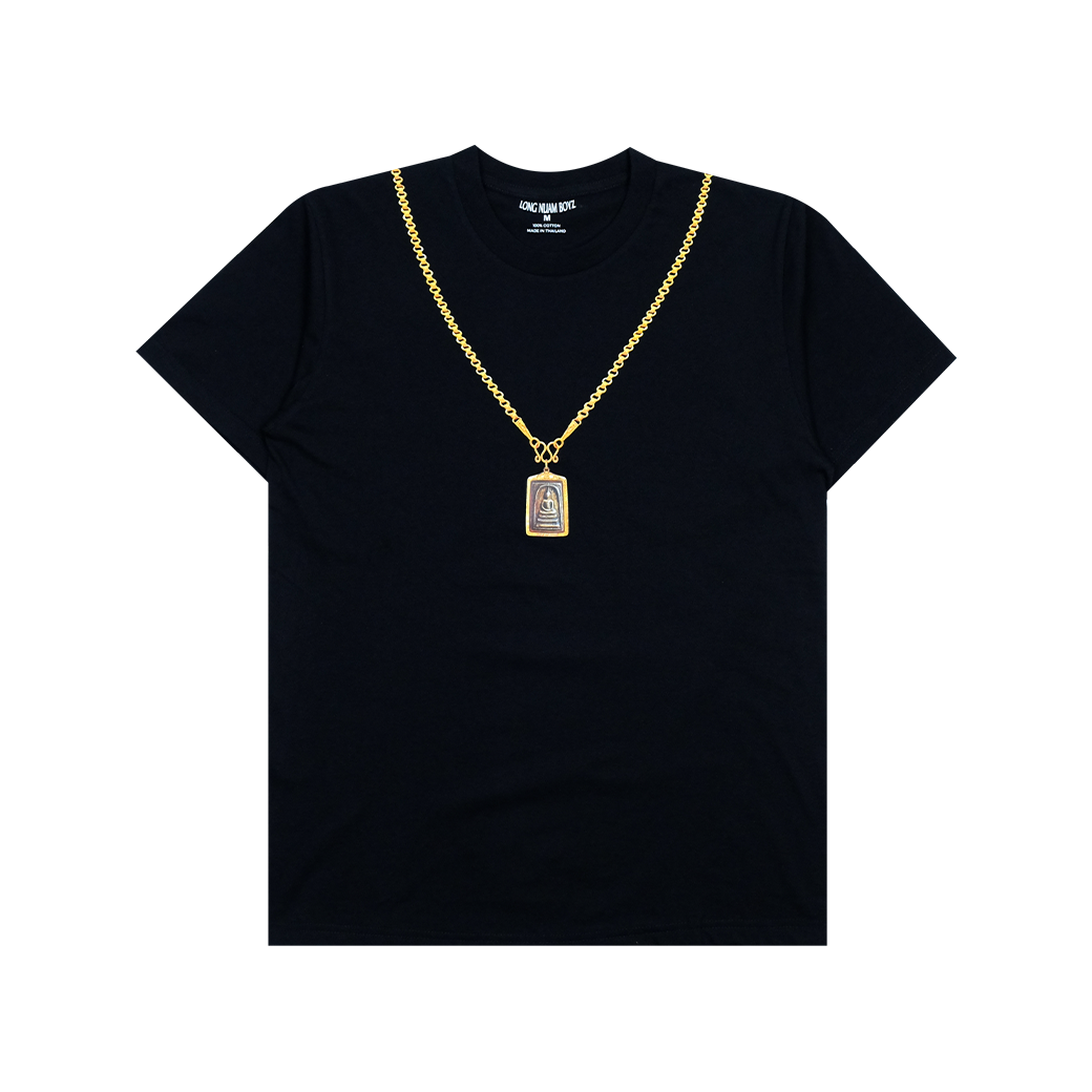 LONGNUAMBOYZ NECKLACE THE STONE T-SHIRT BLACK