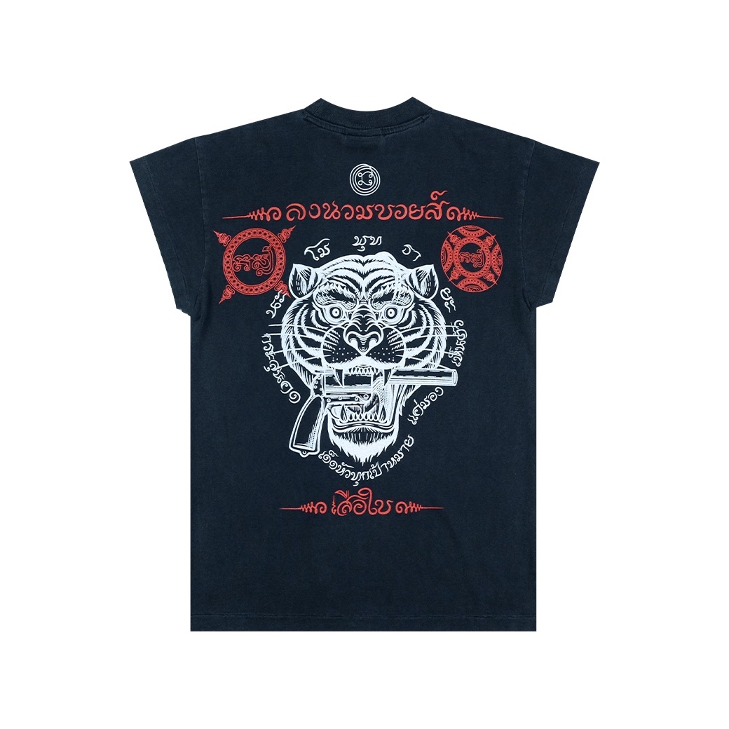 LONGNUAMBOYZ BAI TIGER SHORT SLEEVES T-SHIRT FADE BLACK