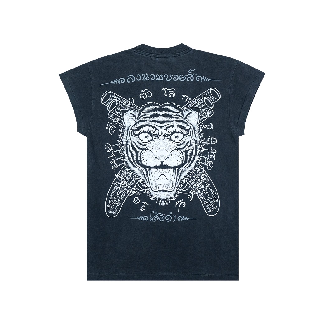 LONGNUAMBOYZ DUM TIGER SHORT SLEEVES T-SHIRT FADE BLACK