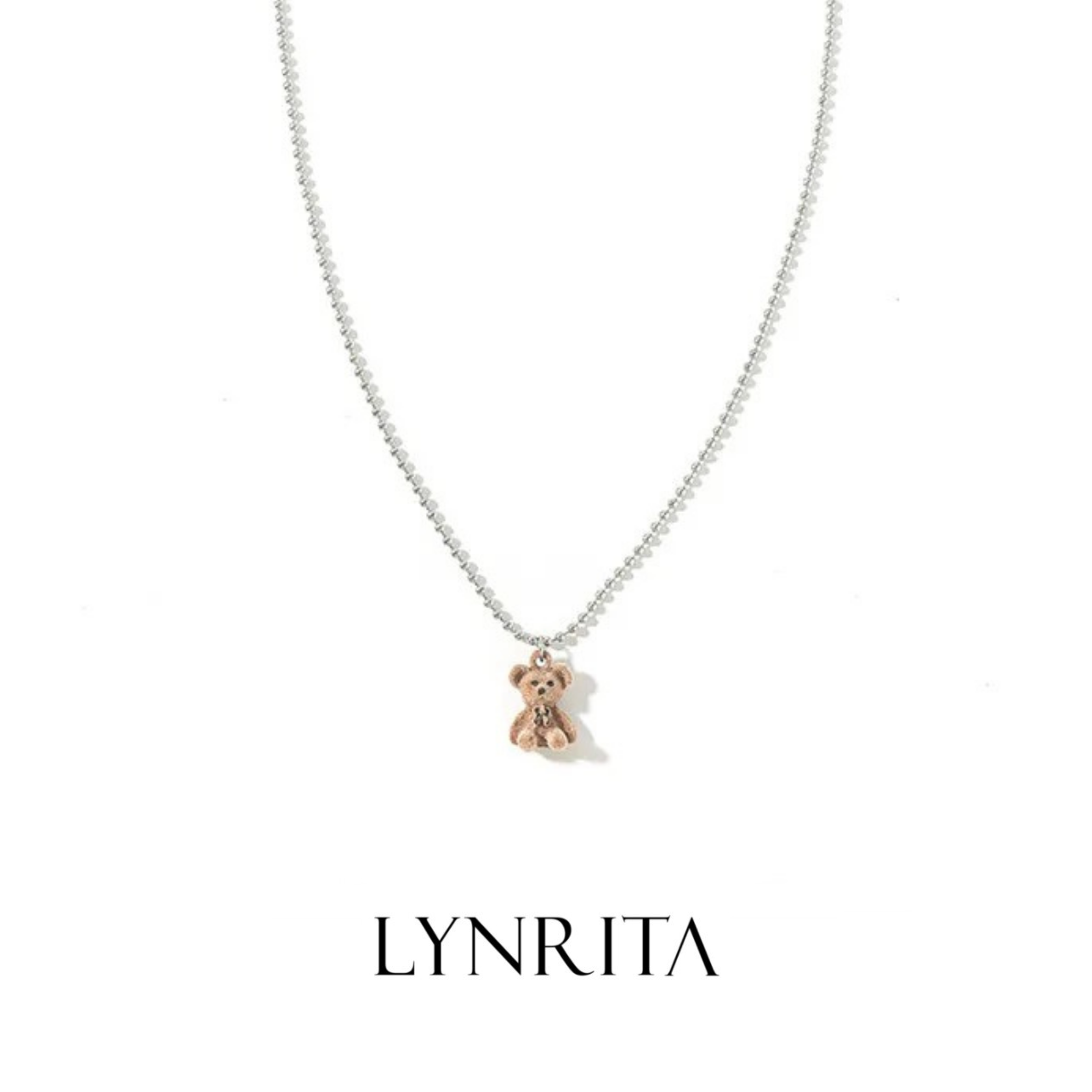 LYNRITA TEDDY BEAR NECKLACE SILVER