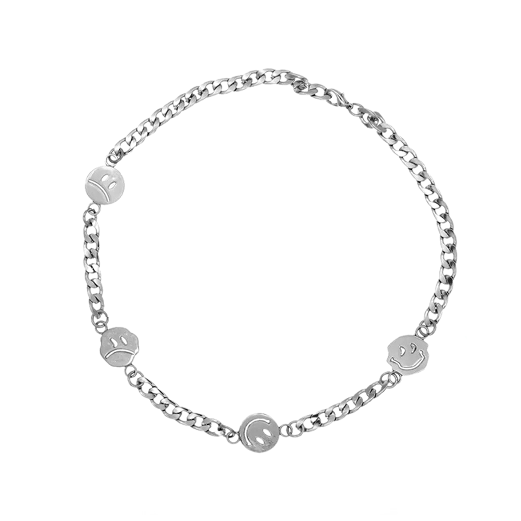 LYNRITA SMILING FACE NECKLACE SILVER