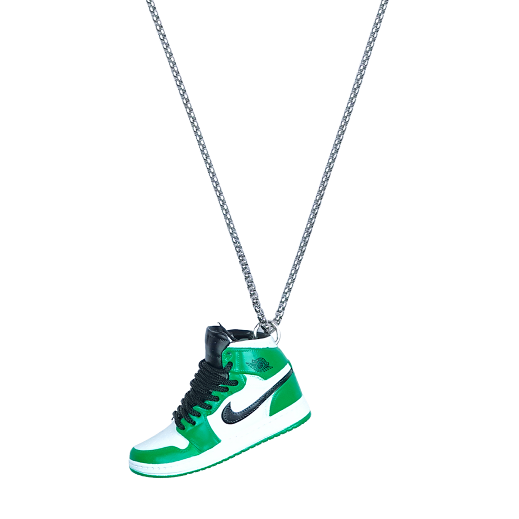 LYNRITA AIR JORDAN1 RETRO LUCKY GREEN NECKLACE SILVER