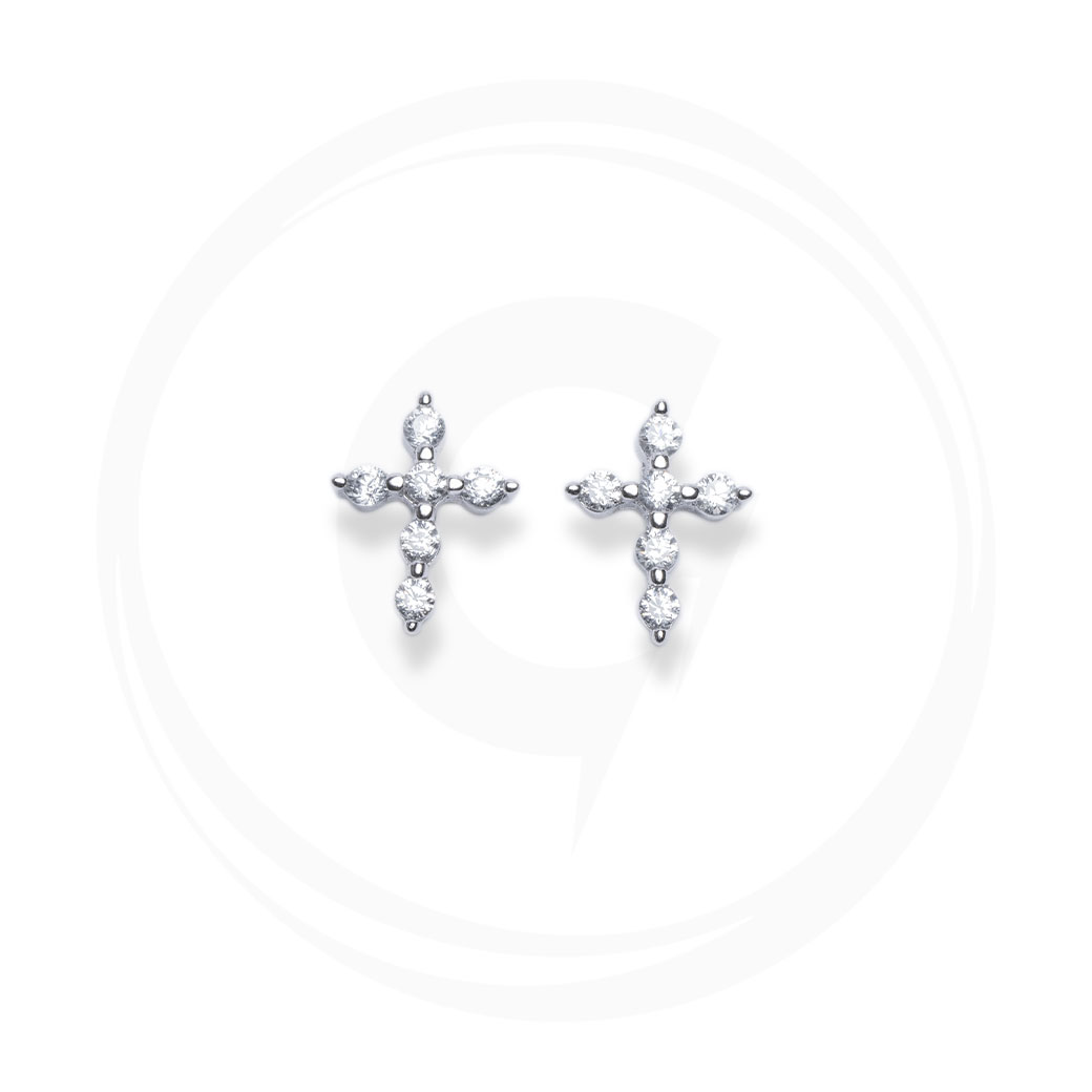 MR_GOLDss DIAMOND CROSS EARRINGS SILVER