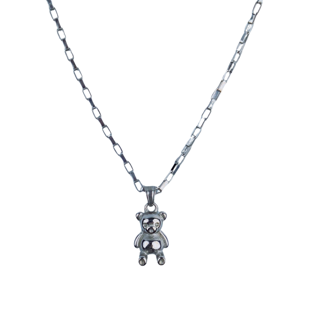 MR_GOLDss BEAR WITH SQUARE NECKLACE SILVER
