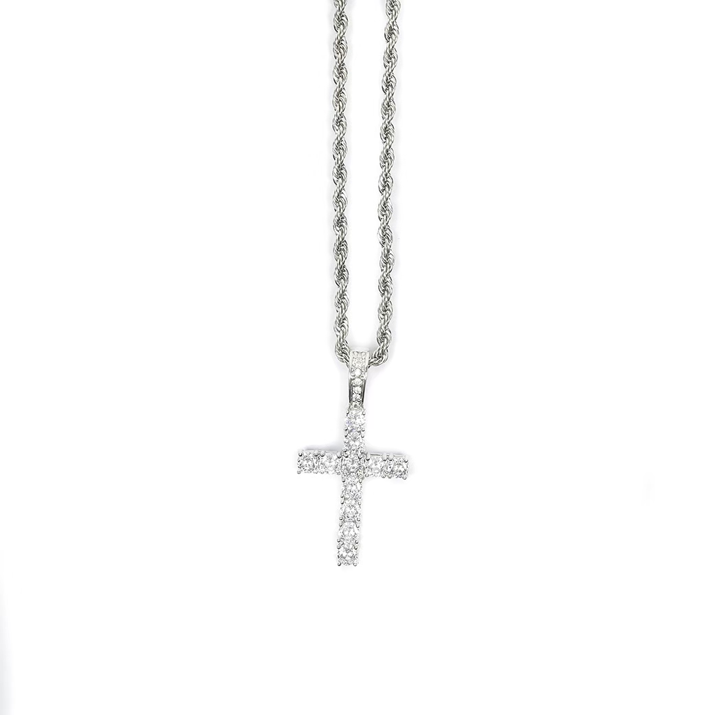 MR_GOLDss CROSS DIAMOND NECKLACE SILVER