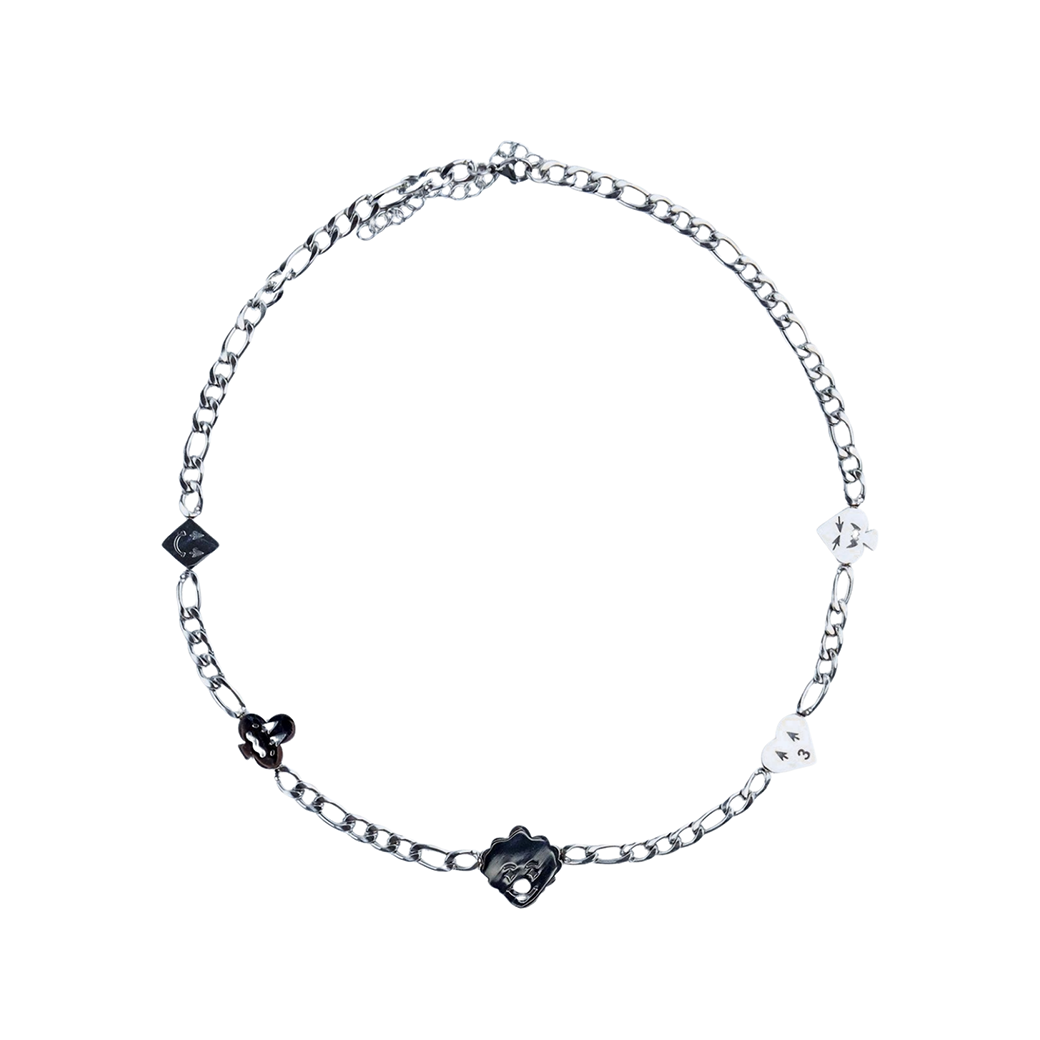 MR_GOLDss EMOJI SYMBOLIC CARD NECKLACE SILVER