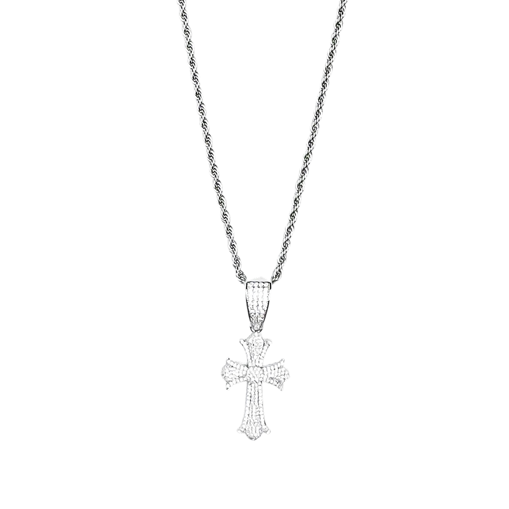 MR_GOLDss MOLINE CROSS CZ NECKLACE SILVER