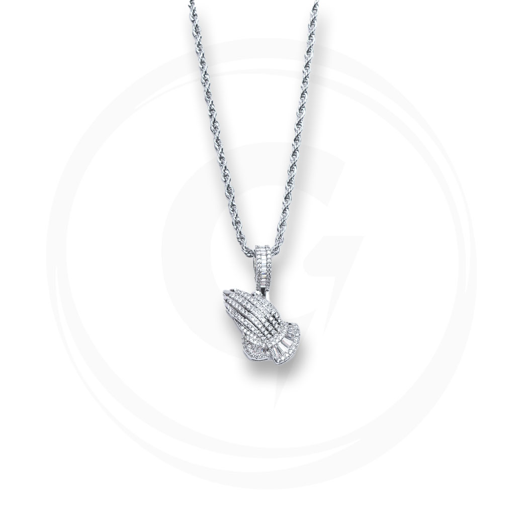 MR_GOLDss PRAY BAGUETTE DIAMOND NECKLACE SILVER