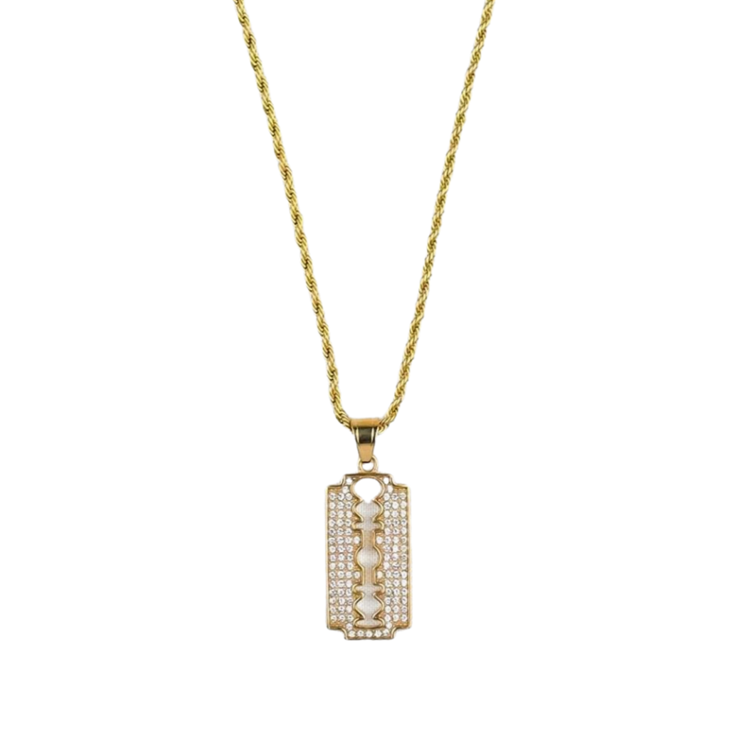 MR_GOLDss RAZOR BLADE CZ NECKLACE GOLD