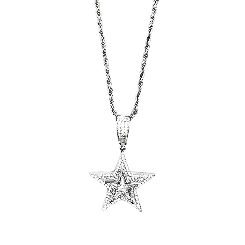 MR_GOLDss STARS SPIN CZ NECKLACE SILVER