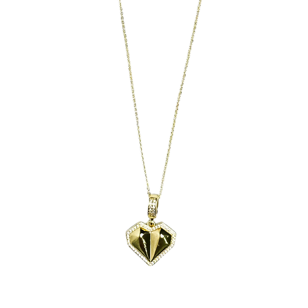 MR_GOLDss THE FACETED HEART CZ NECKLACE GOLD