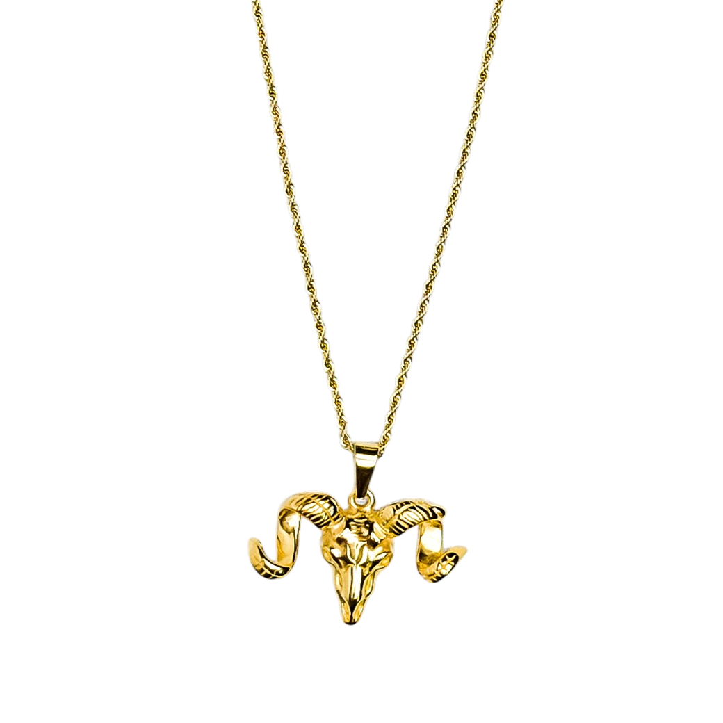 MR_GOLDss THE GOLDEN RAM SKULL NECKLACE GOLD