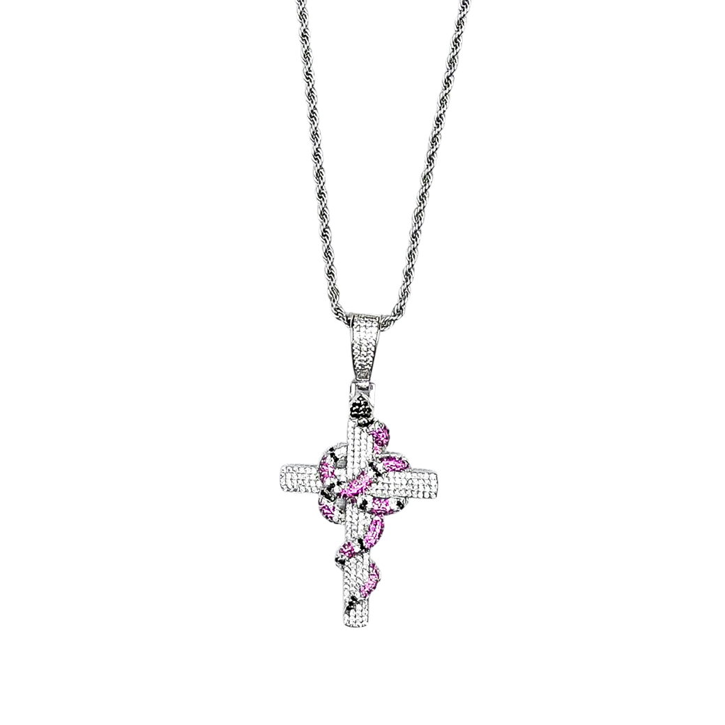 MR_GOLDss THE SERPENT CROSS CZ NECKLACE SILVER