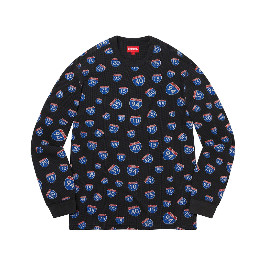 SUPREME INTERSTATE THERMAL LONG SLEEVE T-SHIRT BLACK