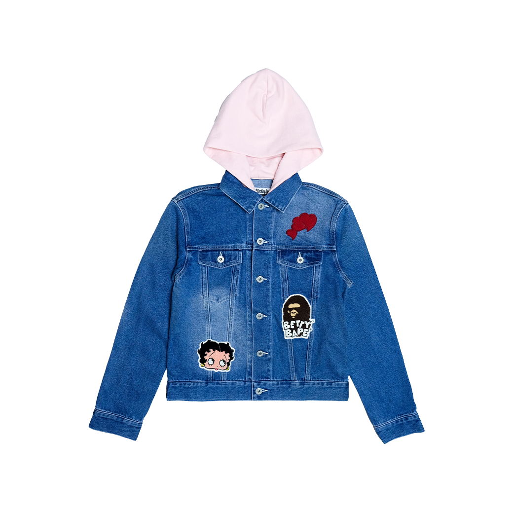 A BATHING APE X BETTY BOOP JACKET HOODIE DENIM