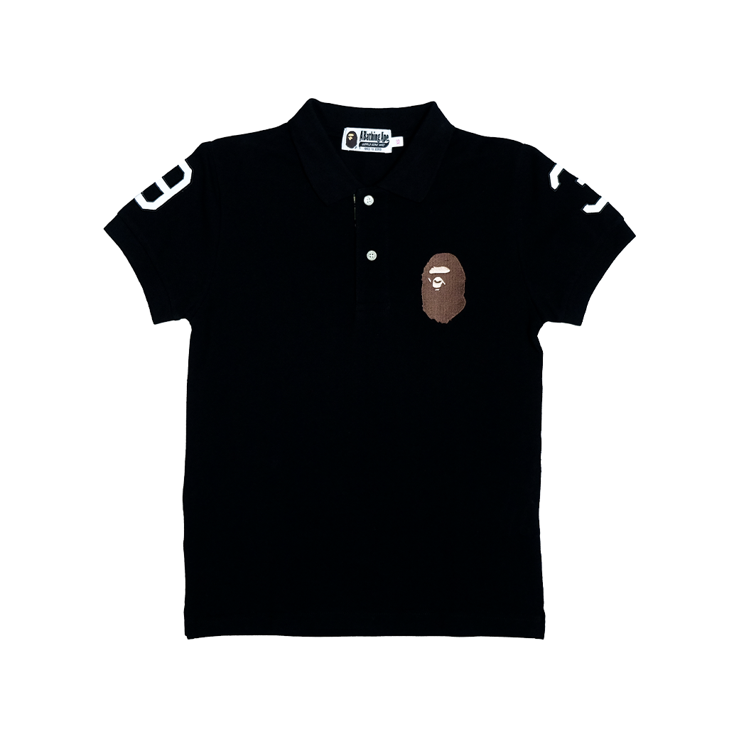 A BATHING APE LARGE APE HEAD POLO BLACK
