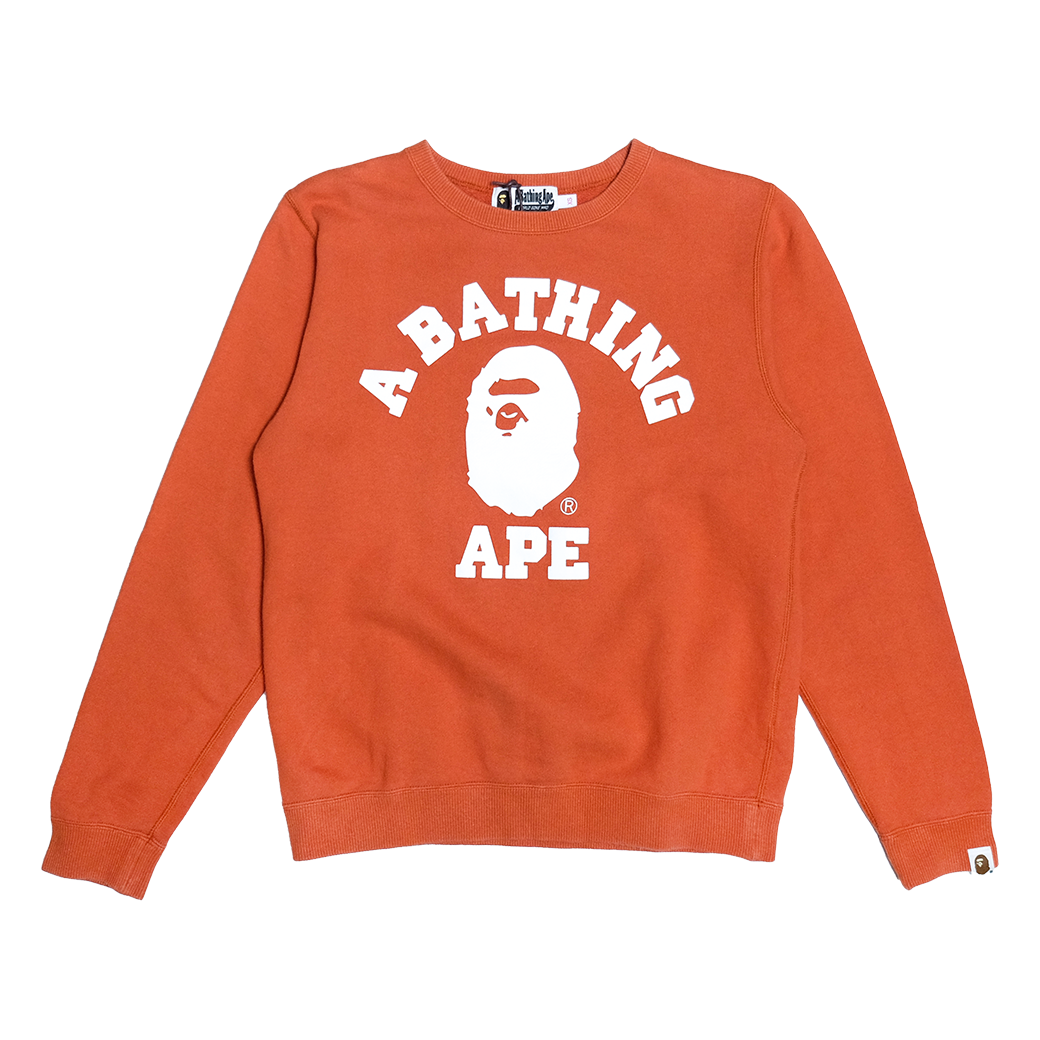 A BATHING APE COLLEGE CREW SWEATER ORANGE