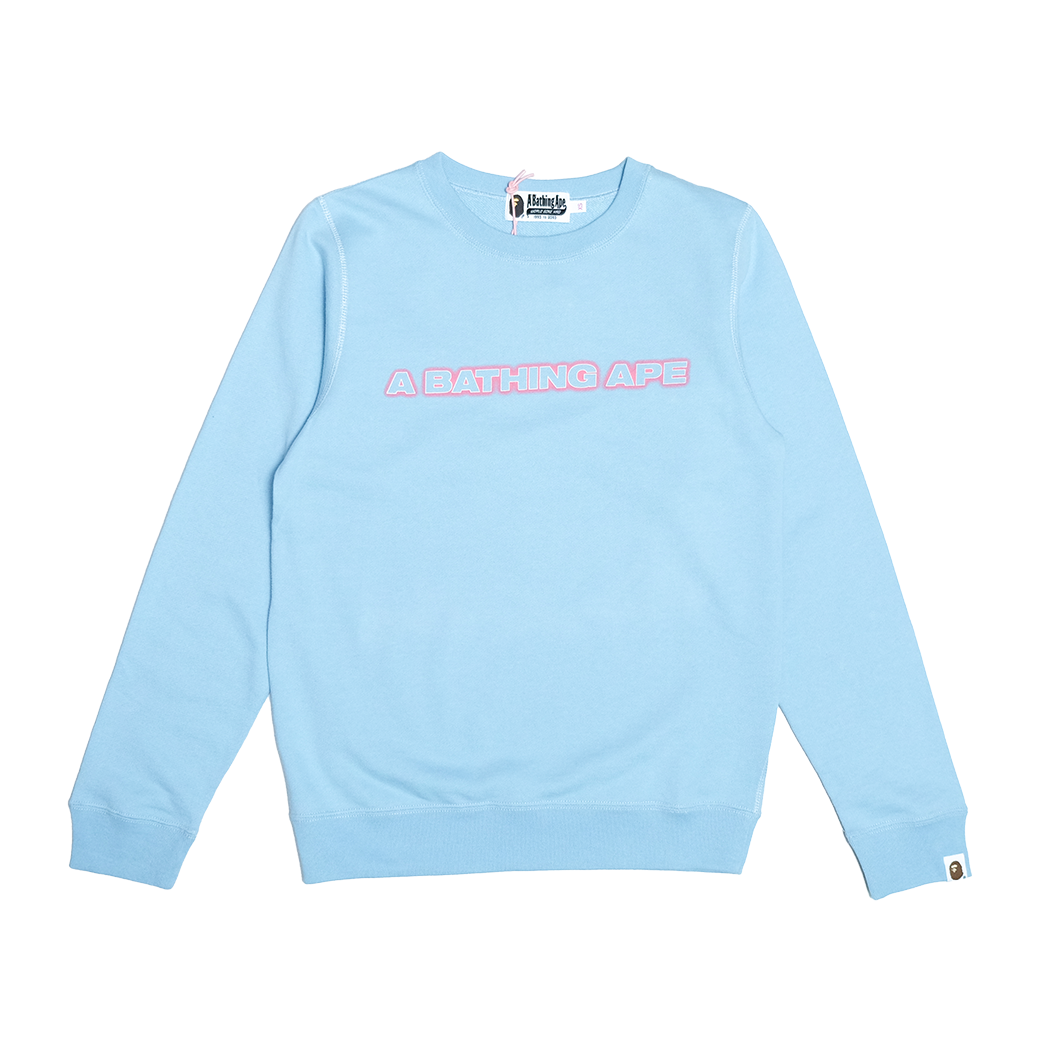 A BATHING APE LOGO PINK SWEATER BLUE