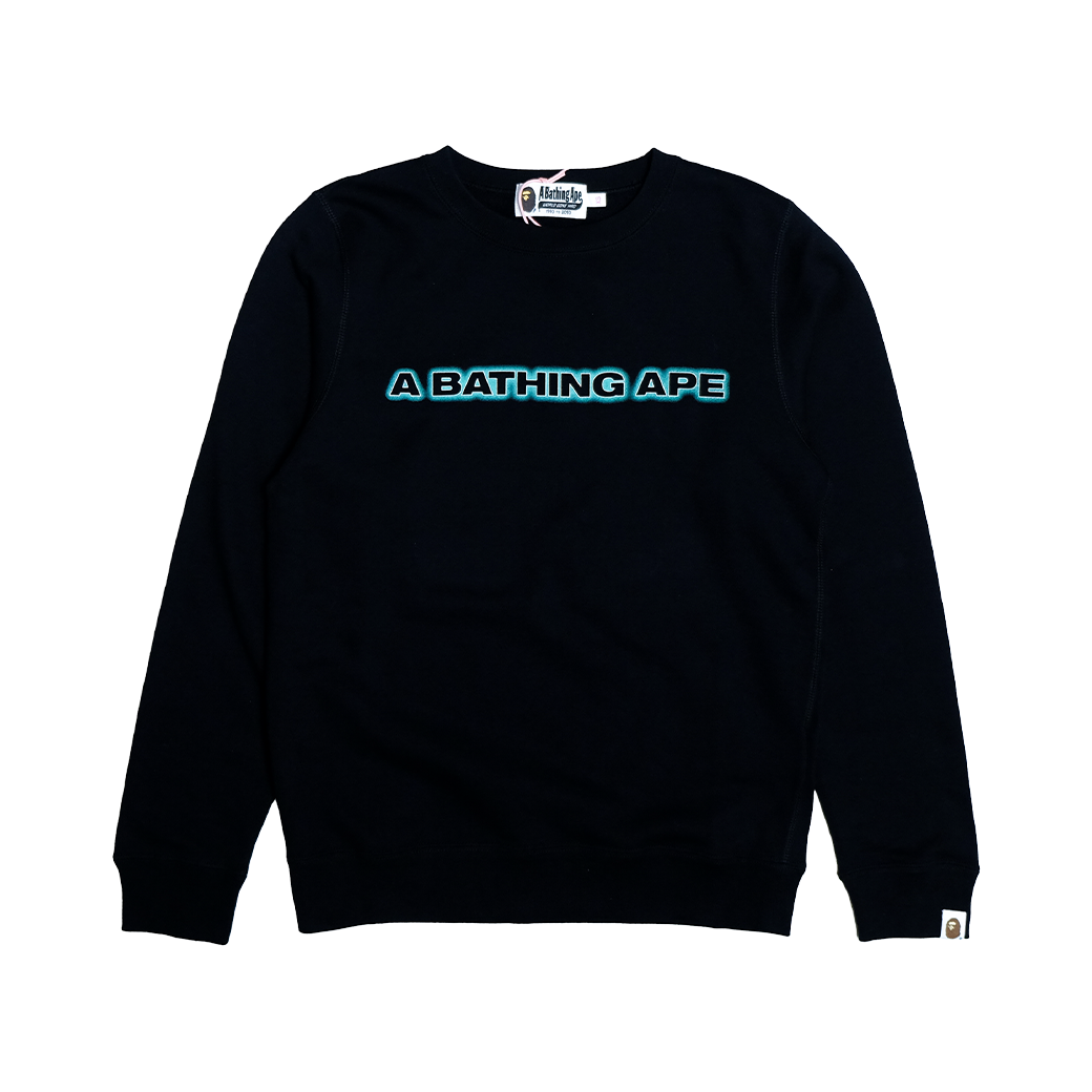 A BATHING APE LOGO MINT SWEATER BLACK