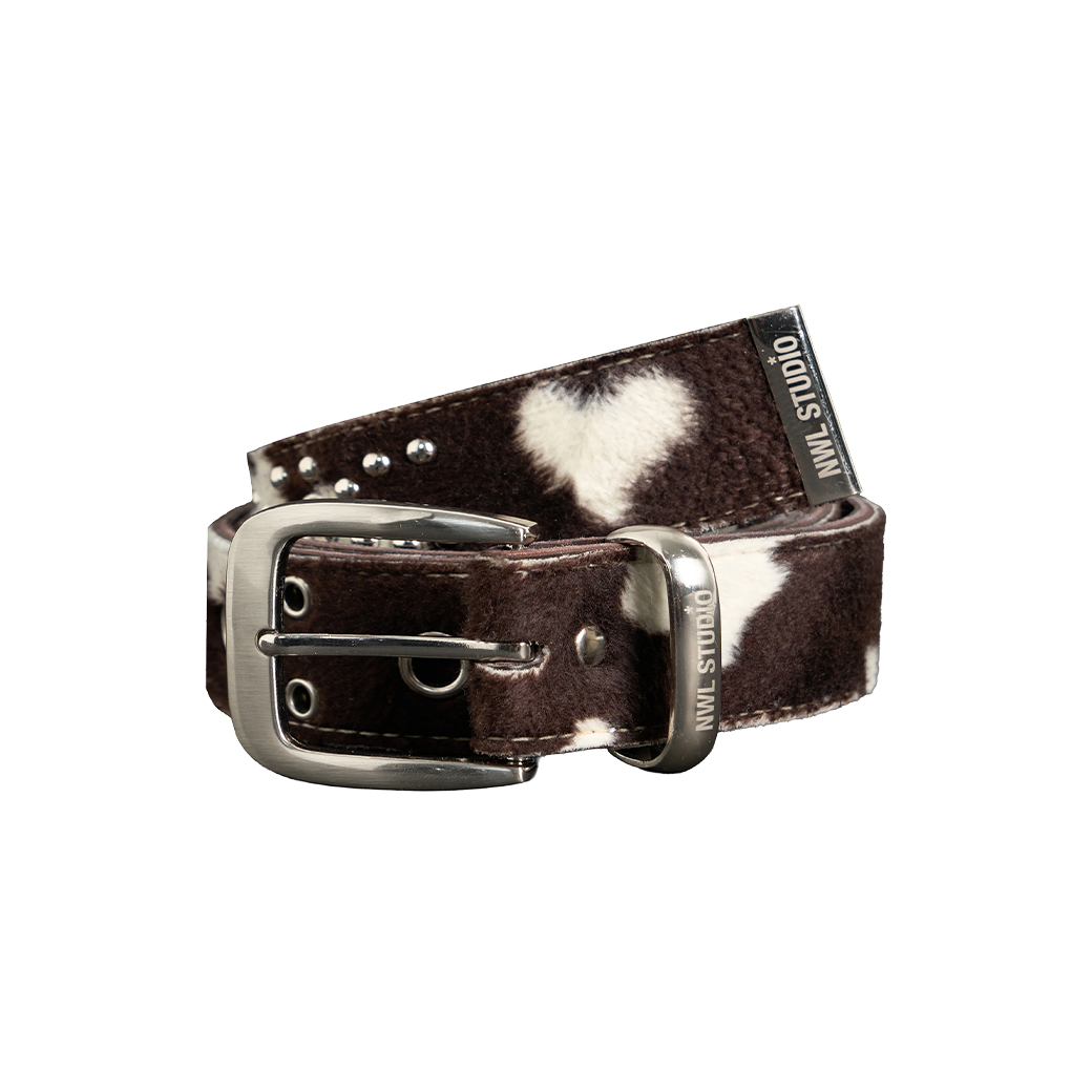 NWL.BKK VIXEN STUDDED COW LEATHER BELT BROWN