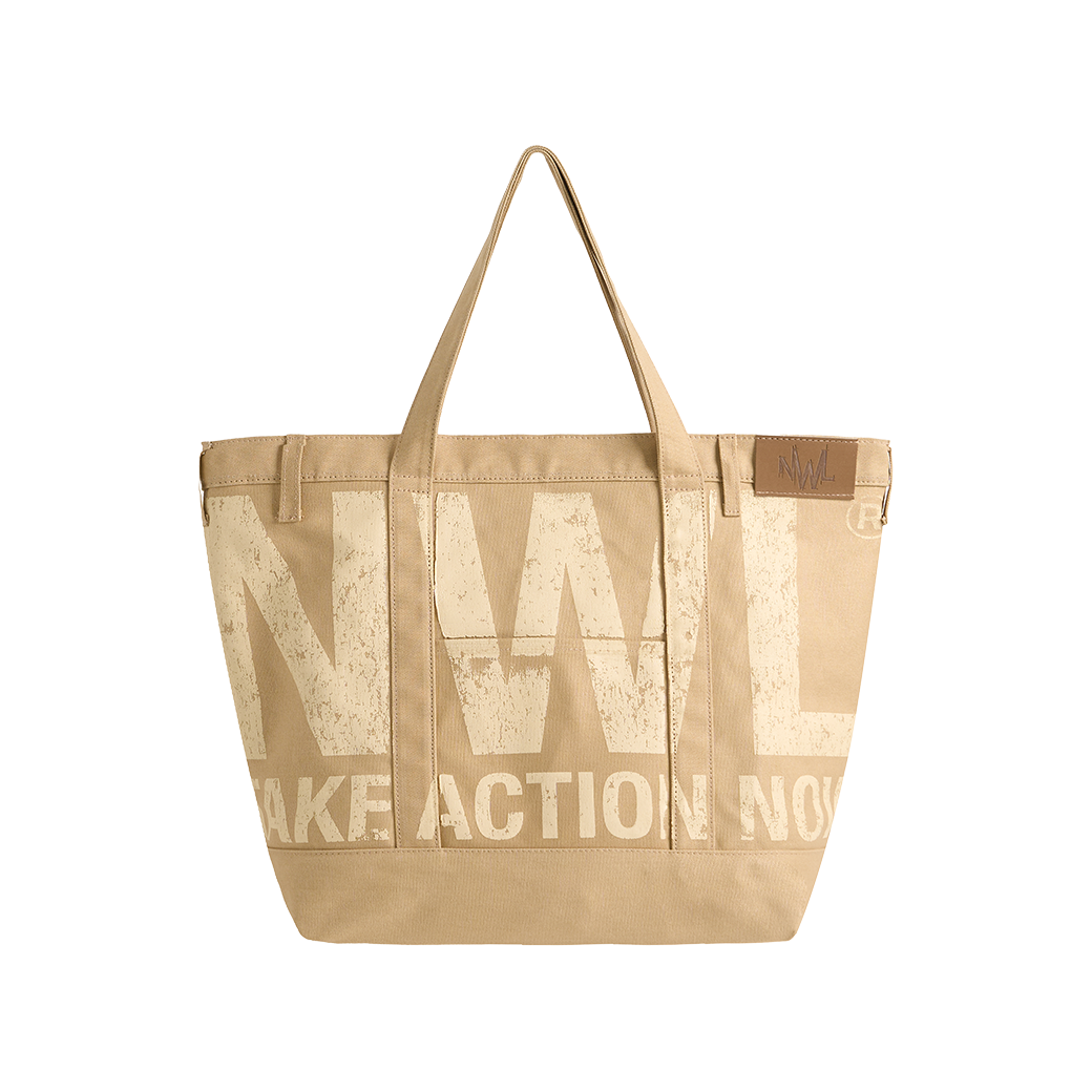 NWL.BKK X CURATORS CTRL SESAME OVERPRINT CANVAS TOTE BAG CREAM