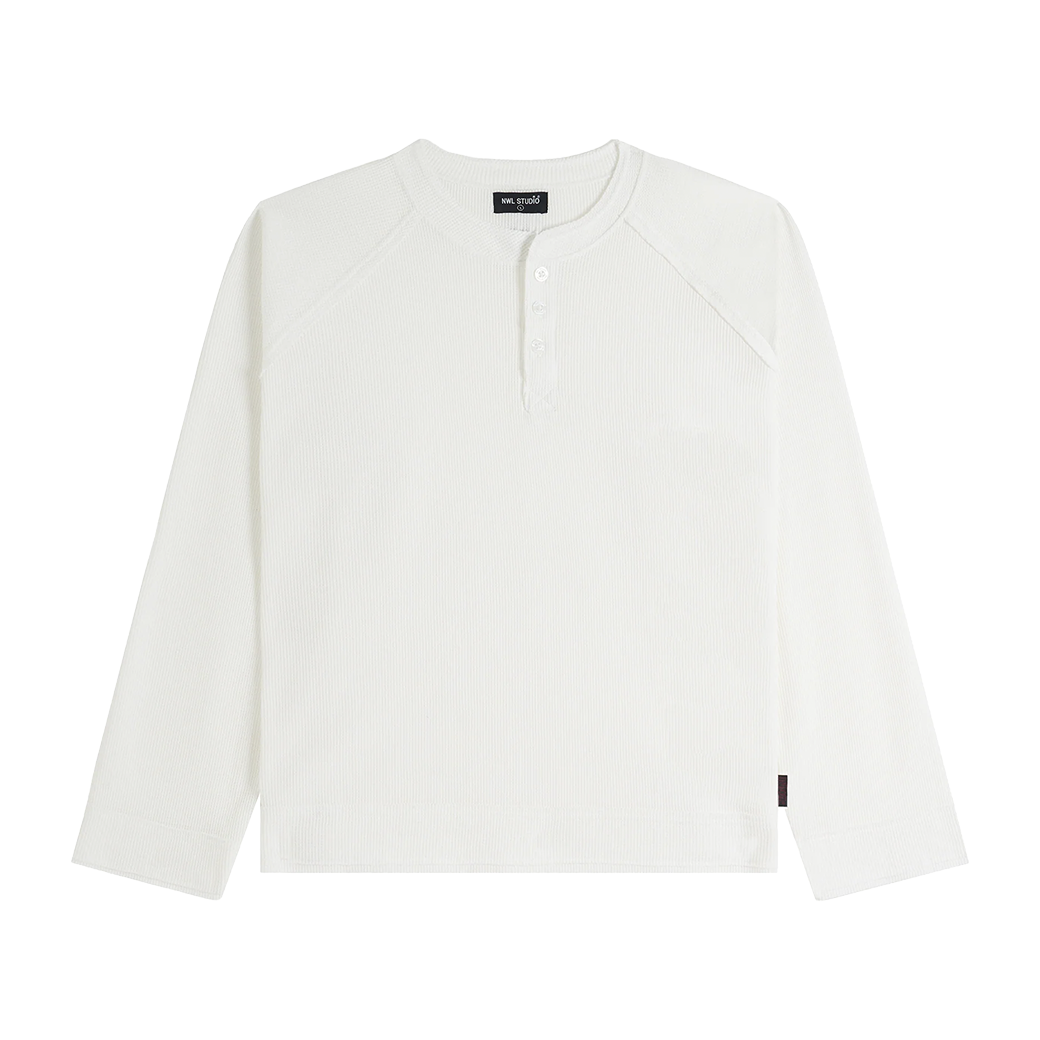 NWL.BKK HENLEY WAFFLE LONG SLEEVE T-SHIRT WHITE