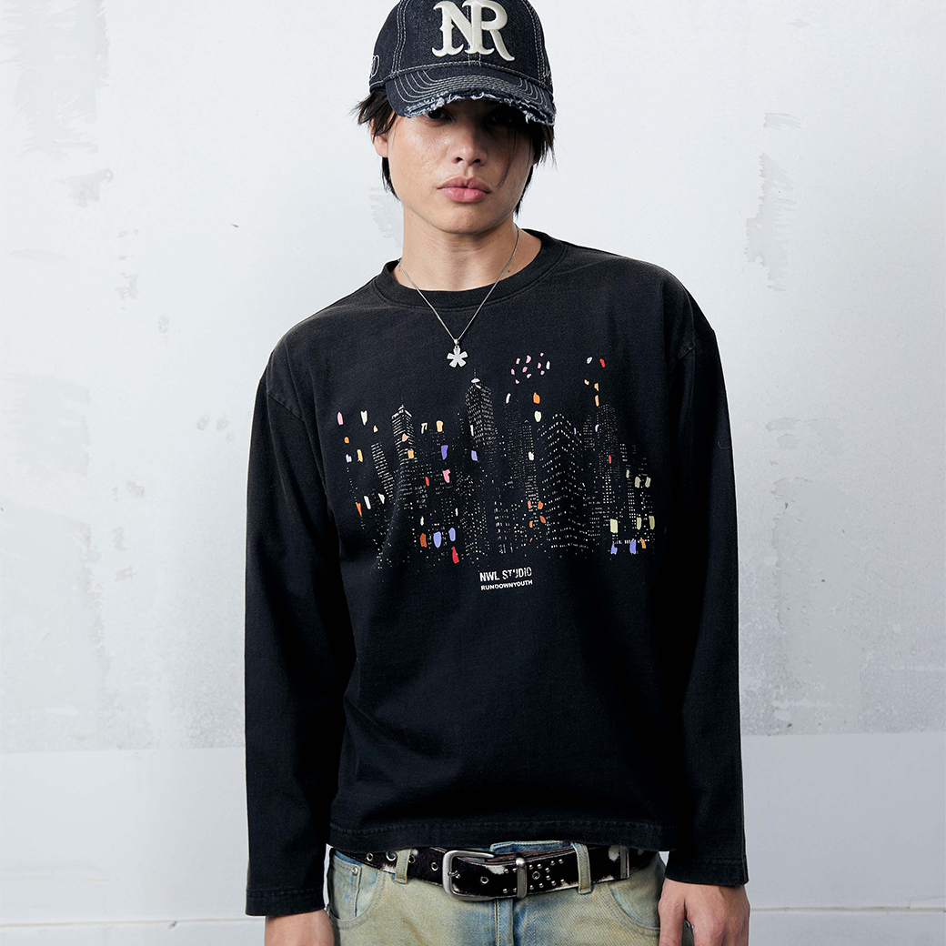 NWL.BKK NIGHT LIGHT LONG SLEEVE T-SHIRT FADE BROWN