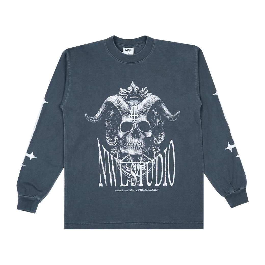 NWL.BKK SATAN 02 OVERSIZED L/S T-SHIRT FADED BLACK