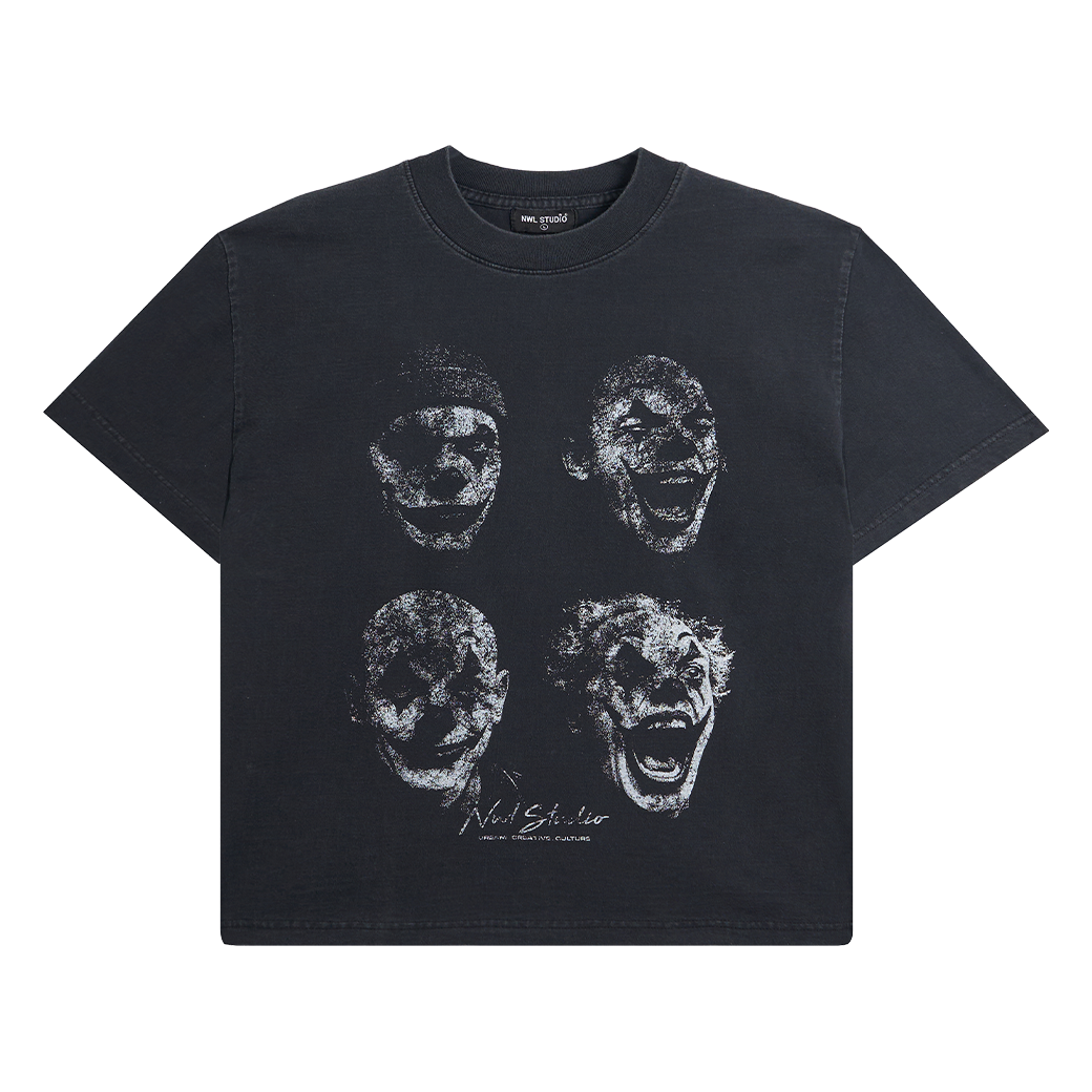 NWL.BKK X CURATORS CTRL JOKER BOXY T-SHIRT FADE BLACK
