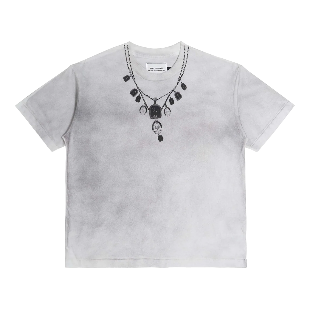 NWL.BKK NECKLACE PRINT T-SHIRT SMOKE WHITE