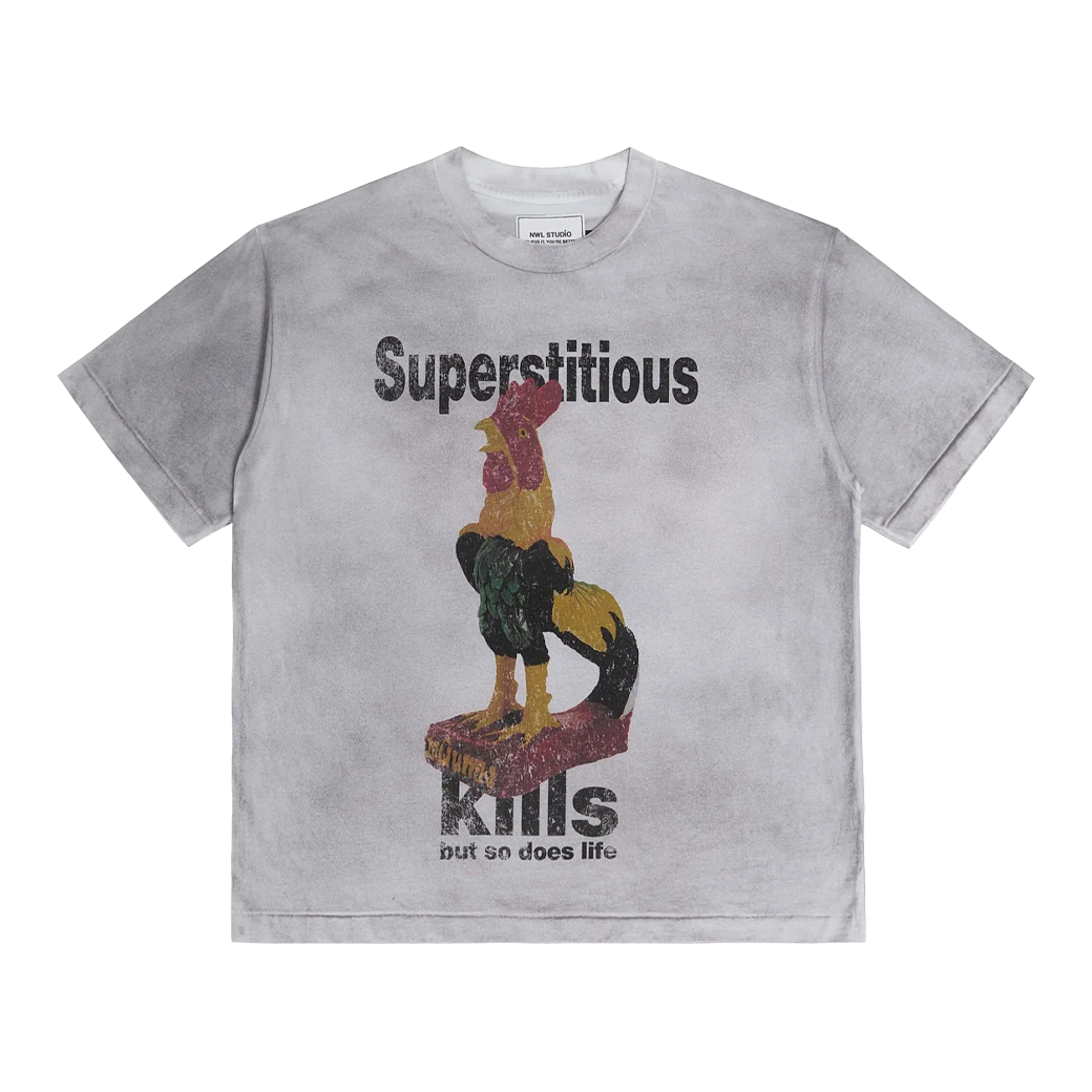 NWL.BKK SUPERSTITIOUS CHICKEN T-SHIRT SMOKE WHITE