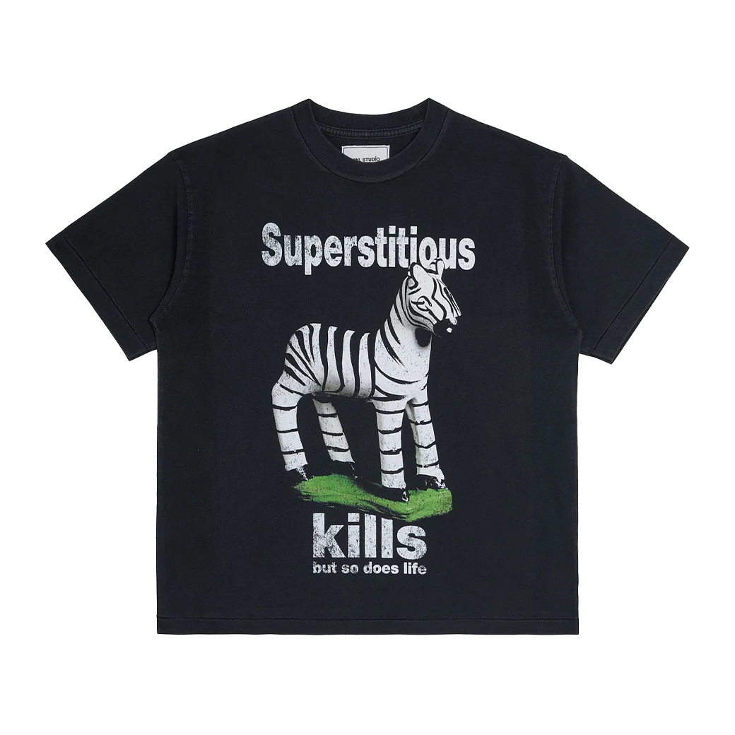 NWL.BKK SUPERSTITIOUS ZEBRA T-SHIRT FADE BLACK