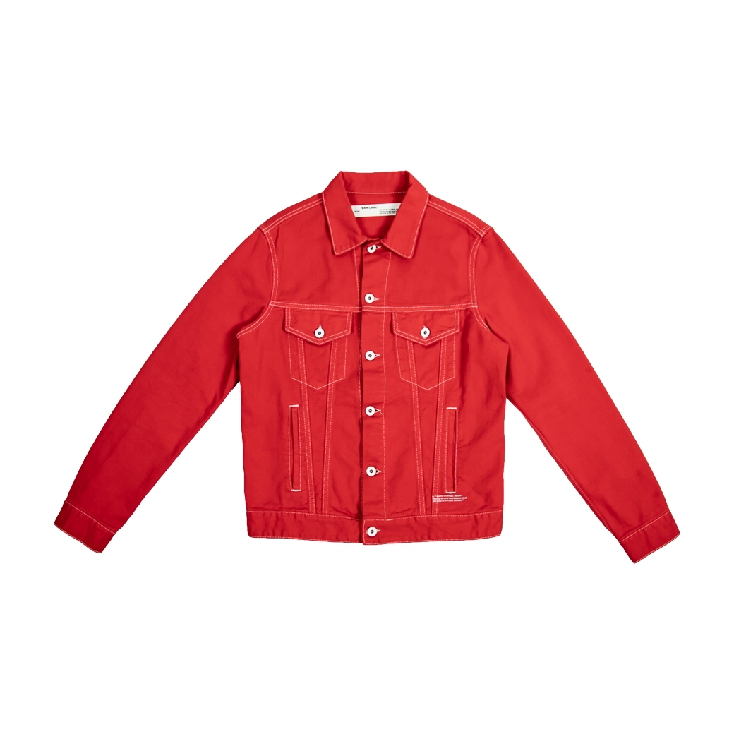 OFF-WHITE DIAG SKULLS GRAPHIC DENIM JACKET RED