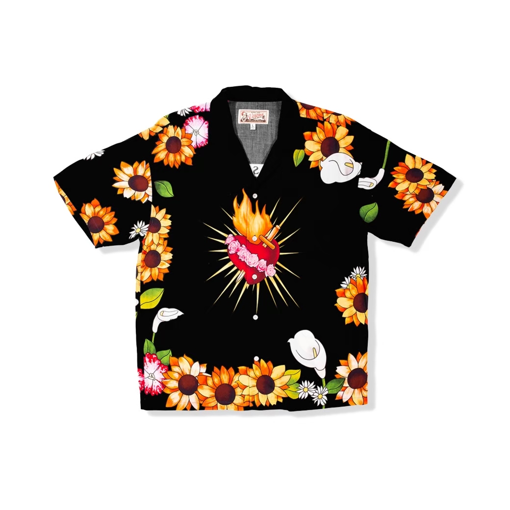 PLEASURES HEART BUTTON DOWN SHIRT BLACK