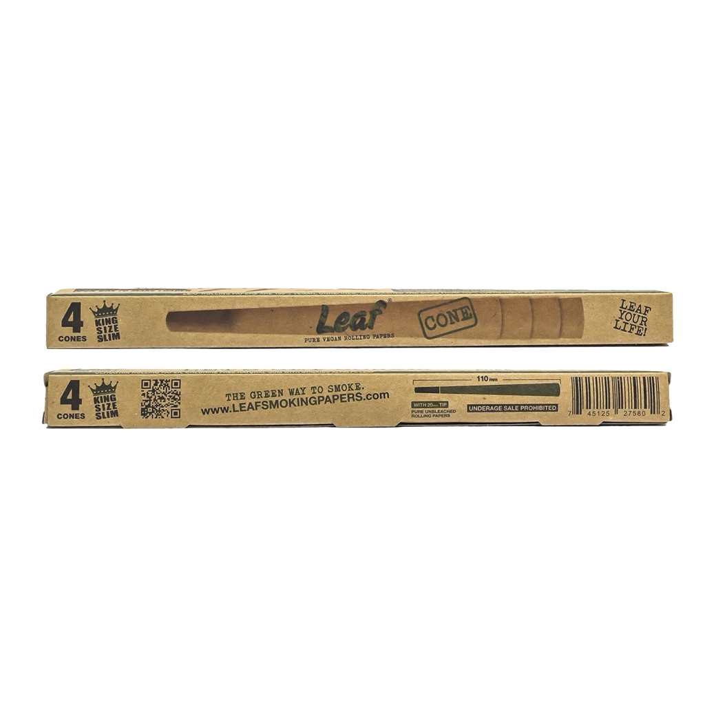 LEAF PURE VEGAN ROLLING PAPERS KINGSIZE CONE PACK 4