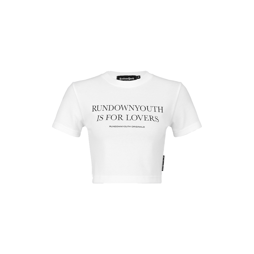 RUNDOWNYOUTH BABY CROP TEE FOR ALL LOVERS WHITE