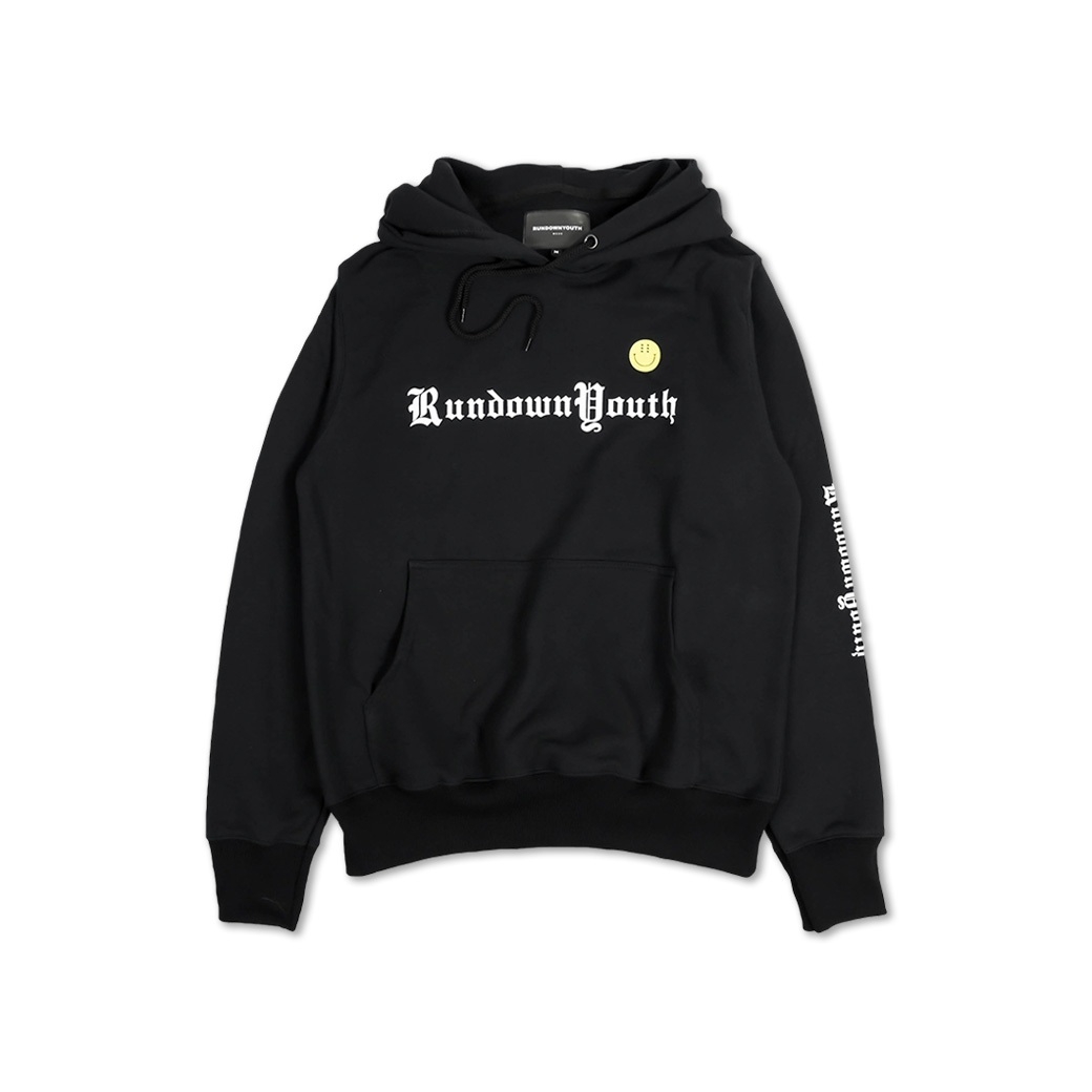 RUNDOWNYOUTH SMILEY HOODIE BLACK