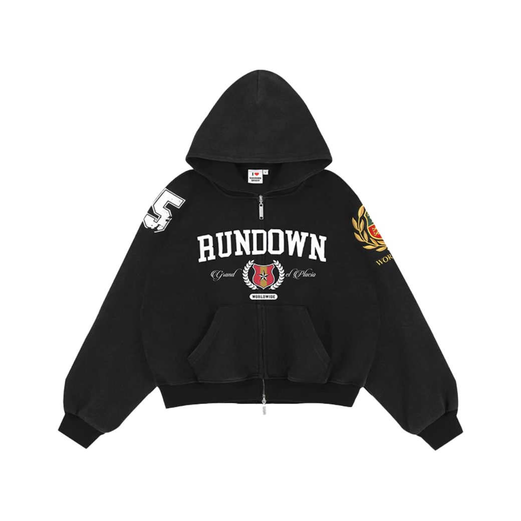 RUNDOWNYOUTH WINTER DUALITY ZIP HOODIE BLACK