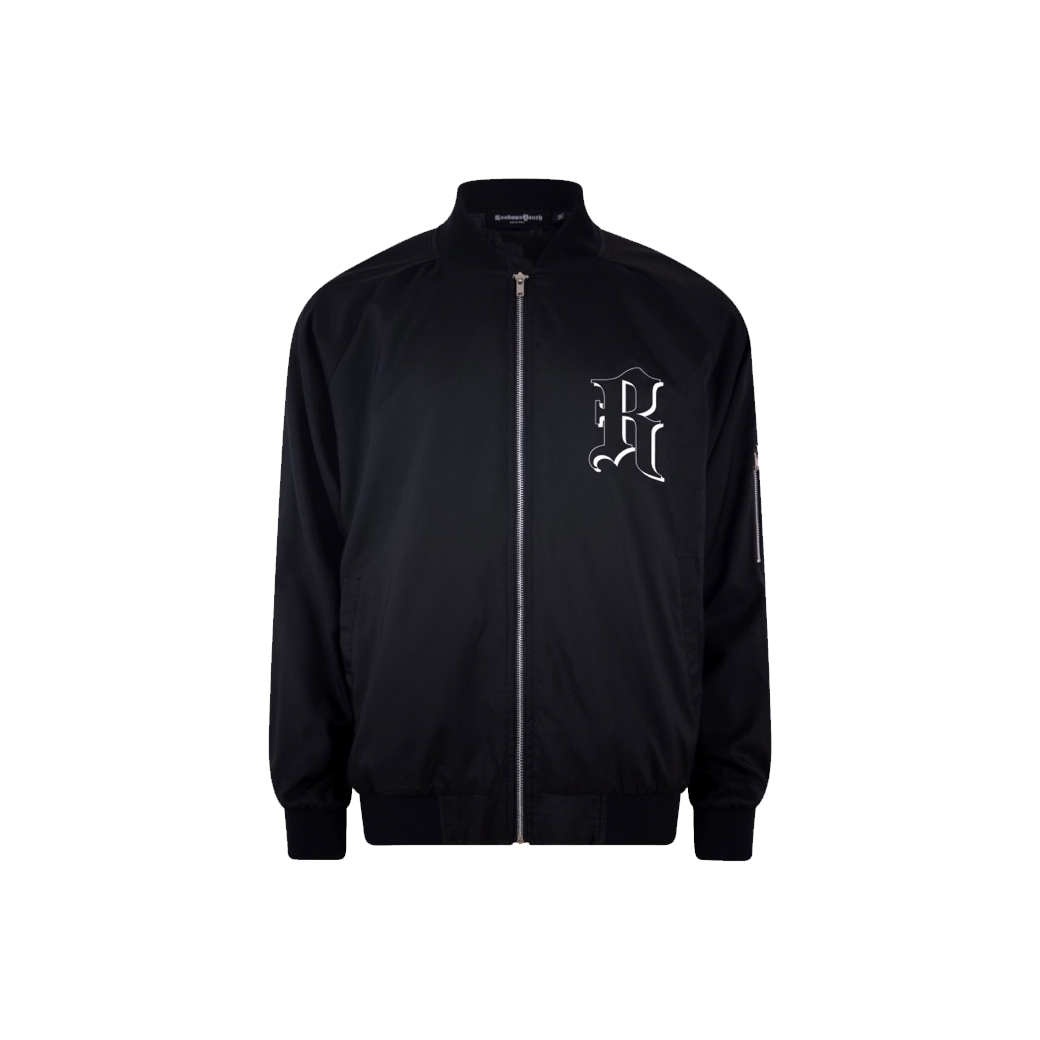 RUNDOWNYOUTH OLD SKOOL LOGO BOMBER JACKET BLACK