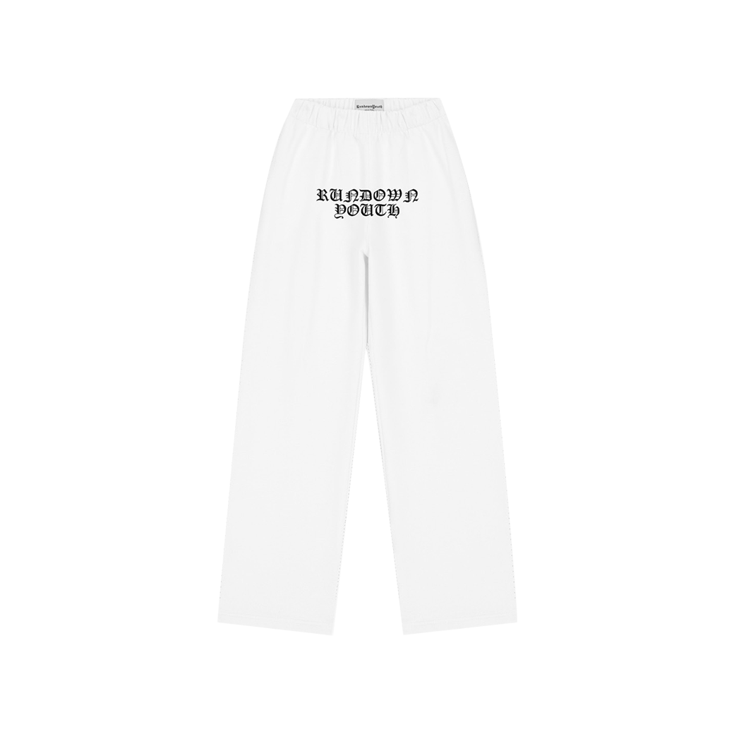 RUNDOWNYOUTH WHITE ANGEL TRACK PANTS WHITE