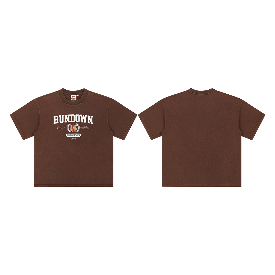 RUNDOWNYOUTH ATHLETE CLUB 060 T-SHIRT BROWN