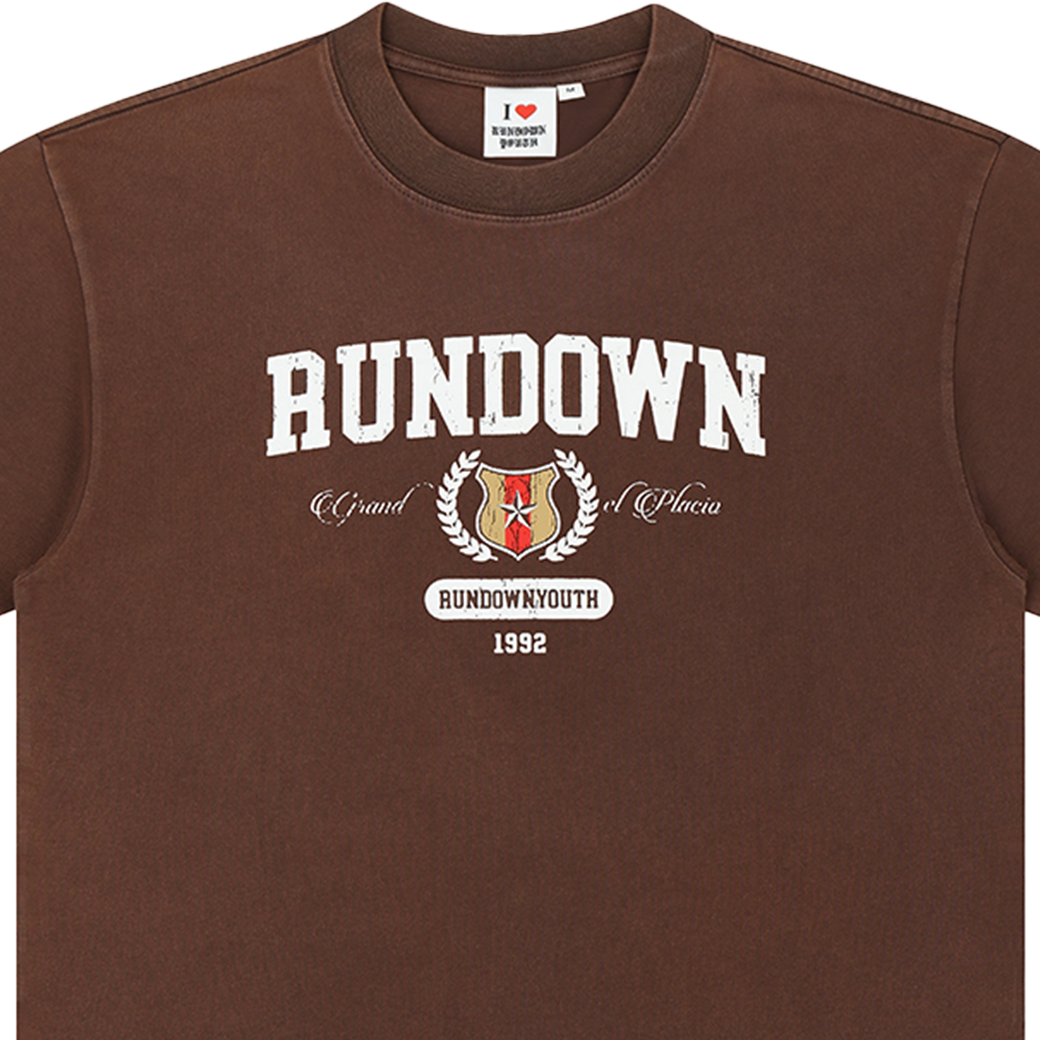 RUNDOWNYOUTH ATHLETE CLUB 060 T-SHIRT BROWN